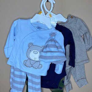 Adorable Baby Boys Newborn 100% Cotton Carter's 3 Outfits